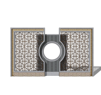 新中式景观墙su模型