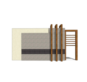 新中式景观墙su模型