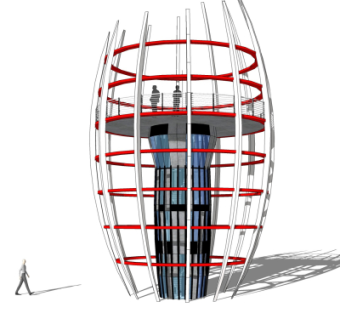 现代观景平台免费su模型