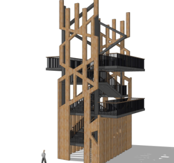 现代观景平台免费su模型