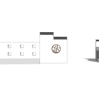 新中式景观墙su模型