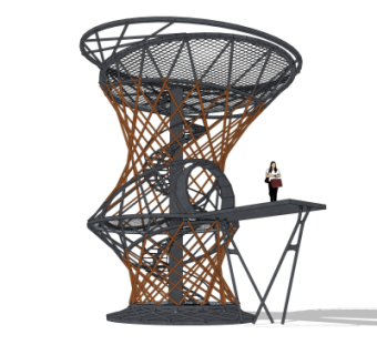 现代钢结构观景台免费su模型