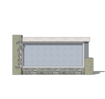 新中式景观墙su模型