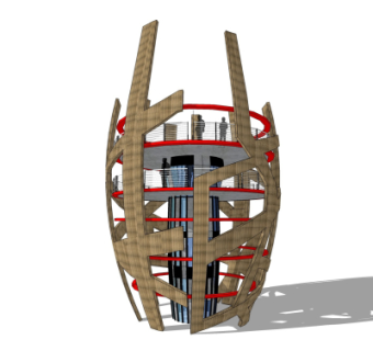 现代观景平台免费su模型