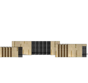 新中式景观墙su模型