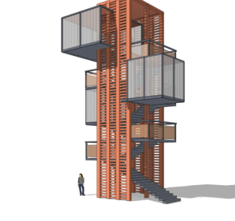 现代塔楼免费su模型