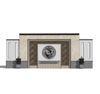 新中式景观墙su模型