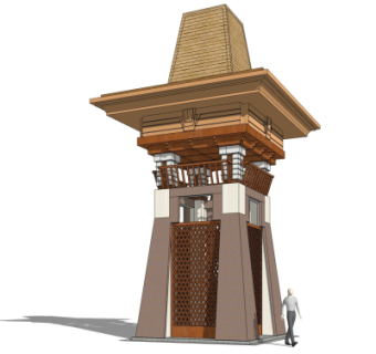 东南亚塔楼免费su模型