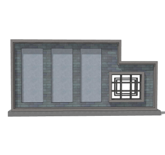 新中式景观墙su模型