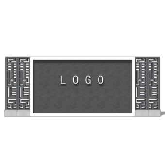 新中式景观墙su模型