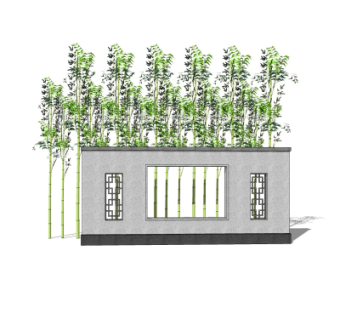 新中式景观墙su模型