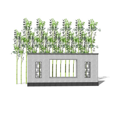 新中式景观墙su模型