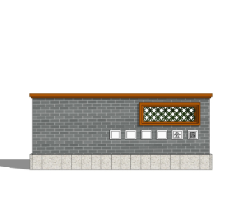 新中式景观墙su模型