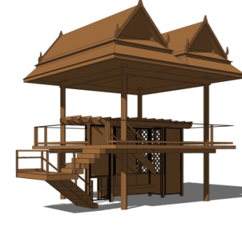 东南亚凉亭su模型