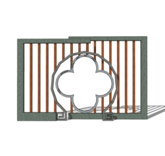 新中式景观墙su模型