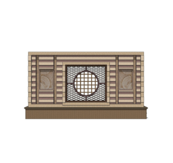 新中式景观墙su模型