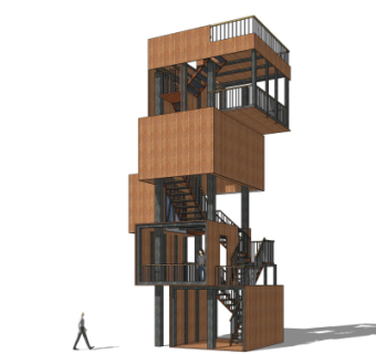 现代塔楼免费su模型