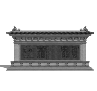 中式景观墙su模型