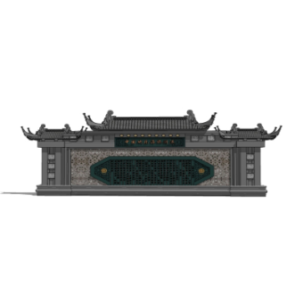 中式景观墙su模型