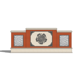 新中式景观墙su模型