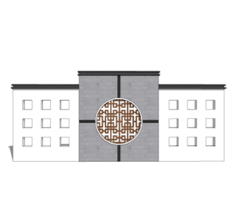 新中式景观墙su模型