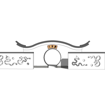 新中式月亮门景观墙su模型