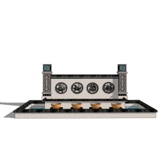 新中式景观墙su模型