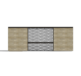 新中式景观墙su模型