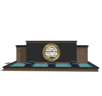 新中式景观墙su模型