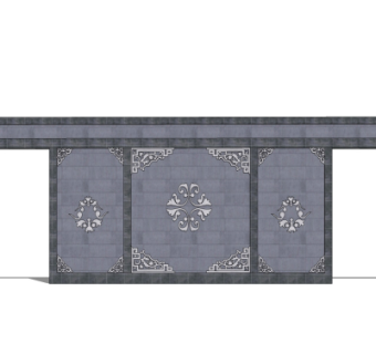 新中式景观墙su模型