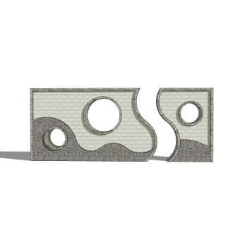 新中式景观墙su模型