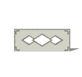 新中式景观墙su模型