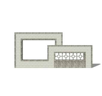 新中式景观墙su模型