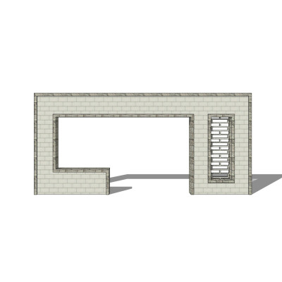 新中式景观墙su模型