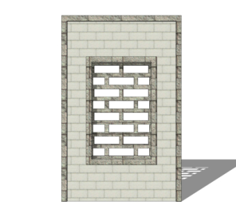 新中式景观墙su模型