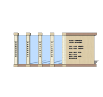 新中式景观墙su模型