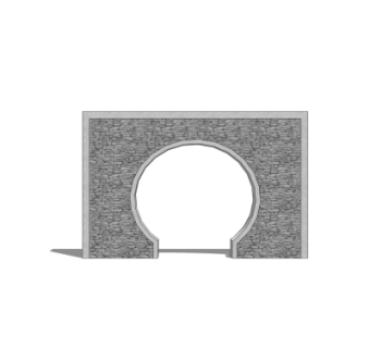 新中式月亮门景观墙su模型