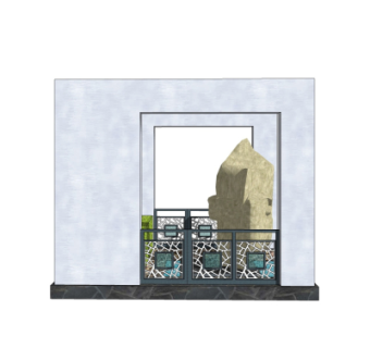 新中式景观墙su模型