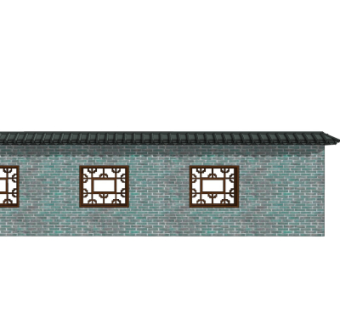 新中式景观墙su模型