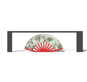 新中式景观墙su模型