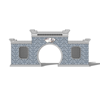新中式景观墙su模型