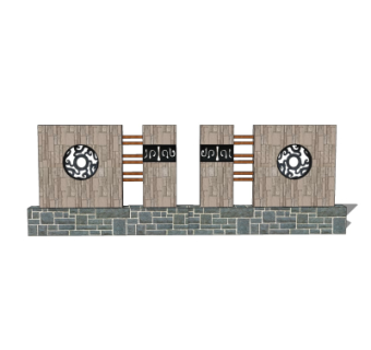 新中式景观墙su模型