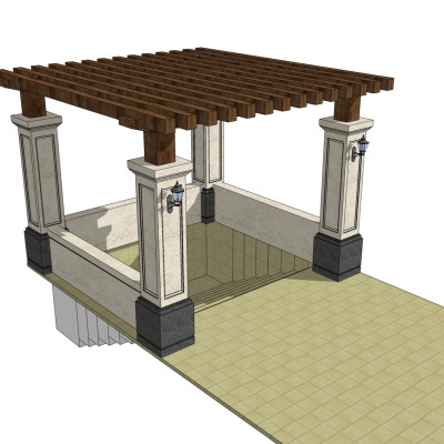 欧式地下室入口su模型