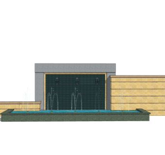 新中式景观墙su模型