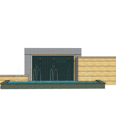 新中式景观墙su模型
