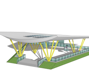 现代雨棚su模型