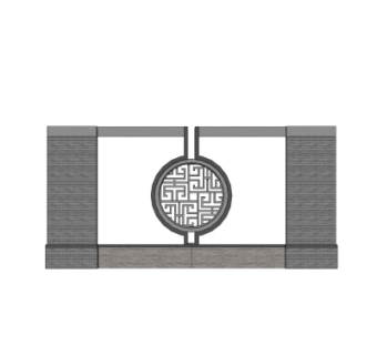 新中式景观墙su模型