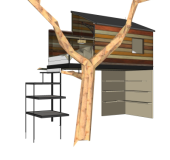 现代树屋su模型