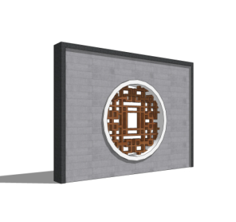 新中式景观墙su模型