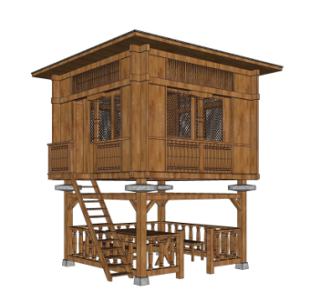 中式凉亭su模型